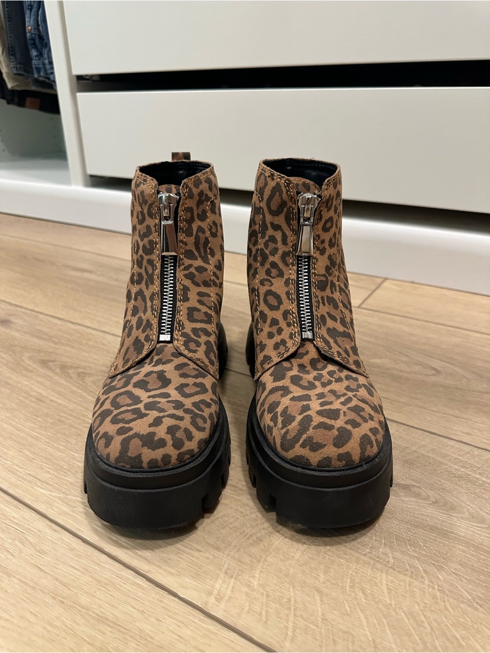 Gianni Bini All Star Leopard Print Leather Platform Boots